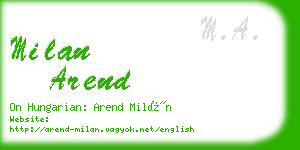 milan arend business card